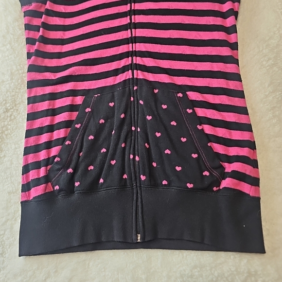 Abbey Dawn Pink and Black Striped Kids Hoodie - Picture 5 of 16